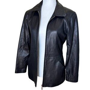 LUIS ALVEAR COLLECTION Real Leather Jacket Long Line Size Small Front Zip